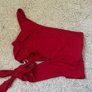 Stretchy, one shoulder top.